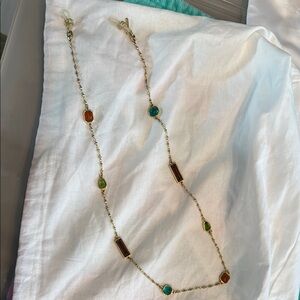 Elegant Gold Judith Lieber Multicolor Gemstone chain for eyeglasses!!
